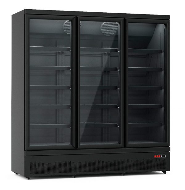 Flaschenkühlschrank 1600 L 1800 x 705 x 2050 mm, schwarz, 3 Flügeltüren – Bild 1
